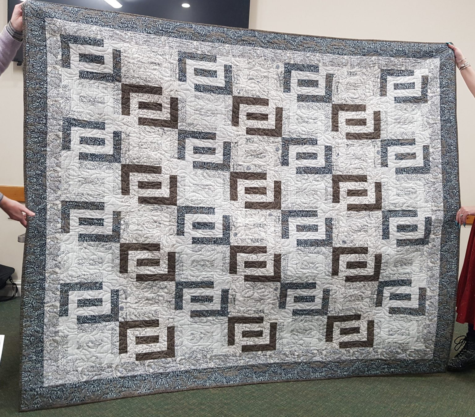 Val’s black and white quilt at the February 2025 meeting Show and Tell